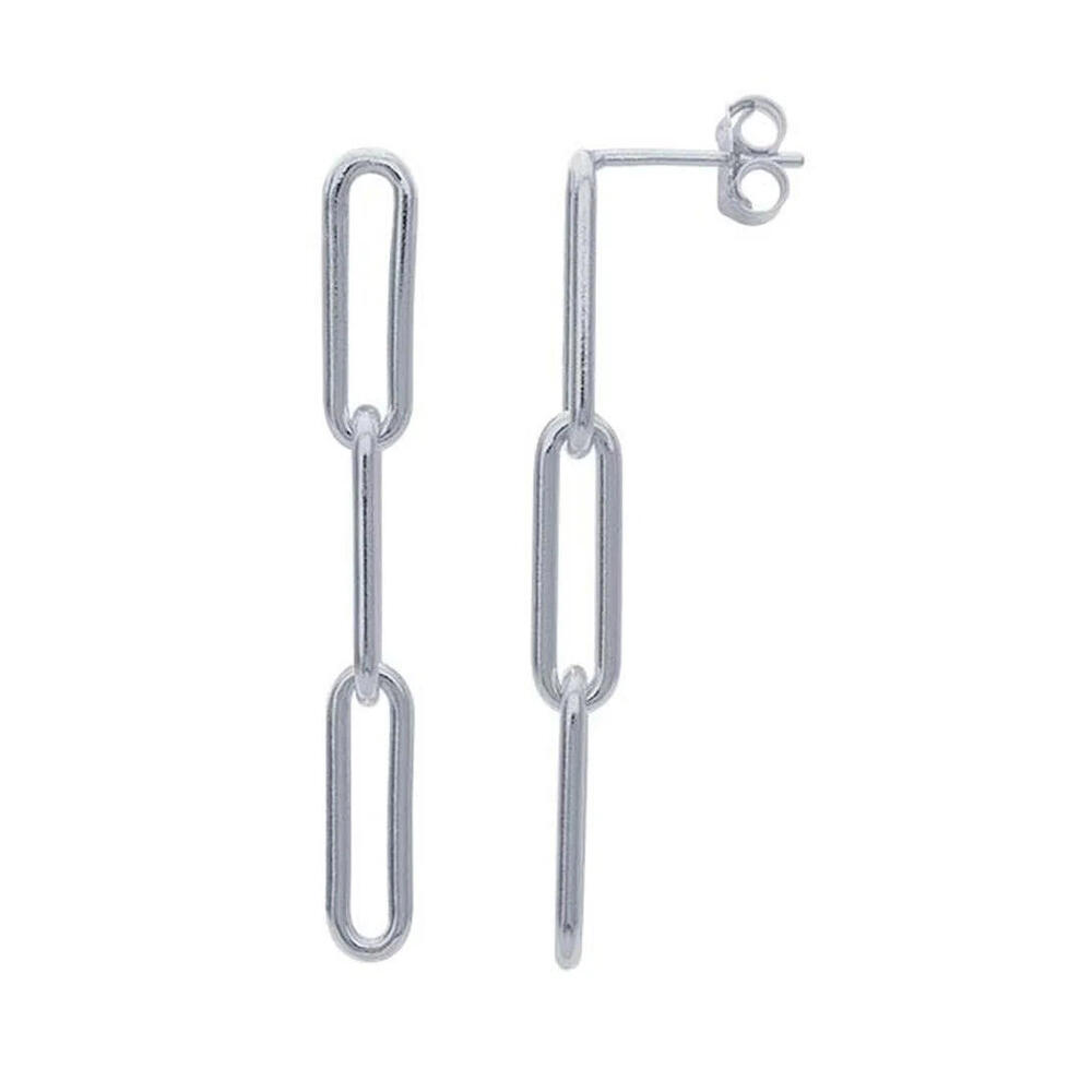 EARRINGS 14/20GF 30.5MM 3 LINK FLT PAPERCLIP - Picture 2 of 5